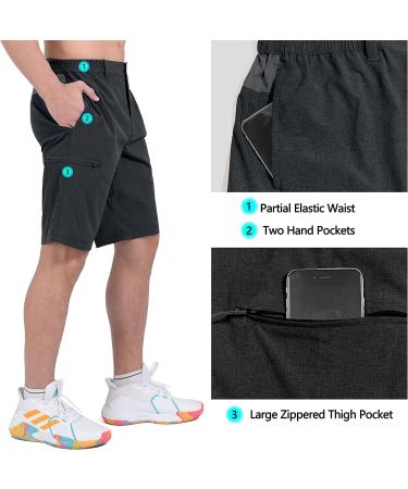 Little Donkey Andy Men's Quick Dry Stretch Shorts - Black Heather | Elastic Waist | 3X-Large - Buy Online on GoSupps.com