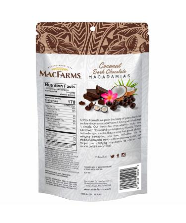 MacFarms Coconut Dark Chocolate Macadamia Nuts - 10 oz (Pack of 1) - Buy Online on GoSupps.com