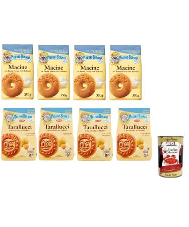Italian Gourmet E.R. Mulino Bianco Macine and Girotondi Biscuits with 100% Italian fresh cream 8 x 350g biscuits + Italian Gourmet polpa 400g