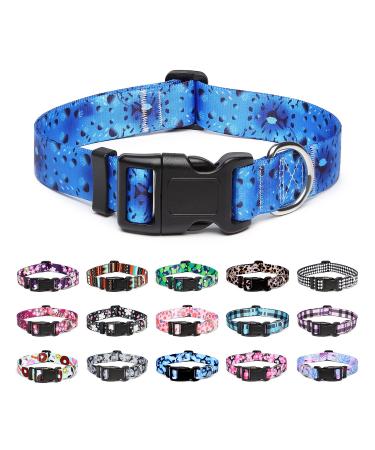 Mercano Dog Halison Complaint soft nylon comfort & robust patterned dog collar for small medium -sized dog puppies (L Ocean) l ocean