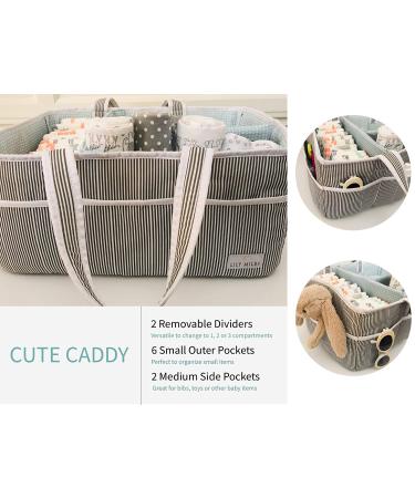 Lily Miles Baby Diaper Caddy - Large Organizer Tote Bag for Boy or Girl | Baby Shower Basket Nursery Must-Have | Registry Favorites - Collapsible Newborn Caddie Car Travel - Gray/Mint - Buy Online on GoSupps.com