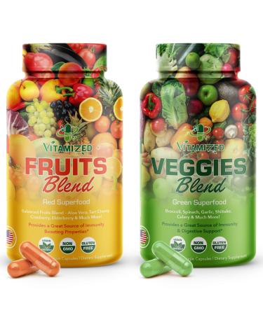 Fruits and Vegetables Supplements With BioPerine, Contains 38 Fruits & Vegetables Super Food Powder Supplements Formula For Overall Health & Nature Energy Boost for Adults Men & Women - Made in USA