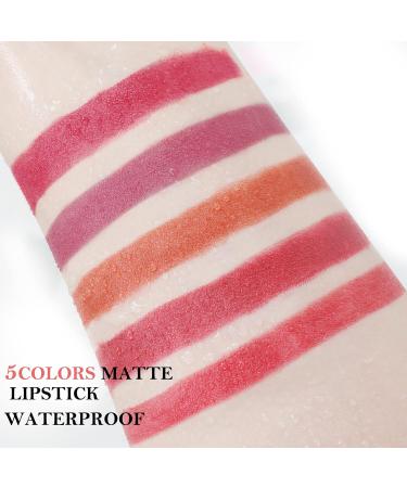 Boobeen Matte Lipstick Set - 5 Waterproof Colors | Long-Lasting Moisturizer Lip Gloss | Perfect Gifts for Girls & Women (C-001) - Buy Online on GoSupps.com