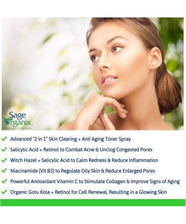 Acne Clearing Witch Hazel Toner - Advanced Skin Toner with Salicylic Acid Retinol & VIT C for Clear Skin Minimized Pores & Faded Scars - 4oz - Buy Online on GoSupps.com