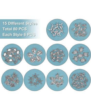 PandaHall 90pcs Ocean Fish Charms Tibetan Seashell Pendants - Antique Silver Sea Creatures Charms for DIY Jewelry Making - Buy Online on GoSupps.com