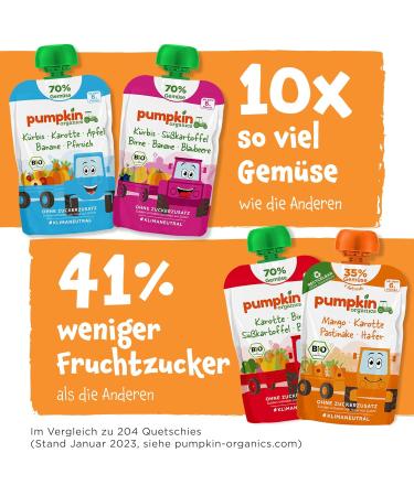 Buy Pumpkin Organics Bio Vegetable Cereal Quets 8 Pack - Sugar-Free Gluten-Free Baby Food for 6+ Months - Pear Broccoli Spinach Mango Banana Rice - International Shipping Available - Buy Online on GoSupps.com