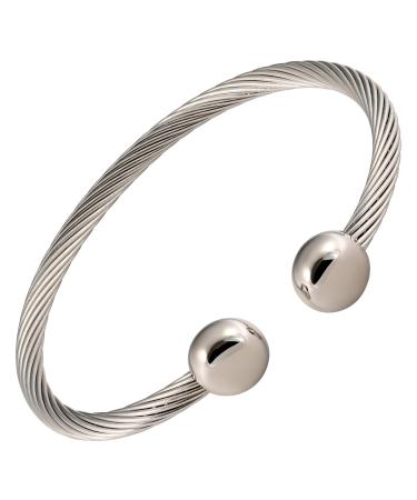 MAGNETJEWELRYSTORE Twisted Stainless Steel Magnetic Therapy Bracelet Medium - Wrist Size 6.75" - 7.5" - Buy Online on GoSupps.com