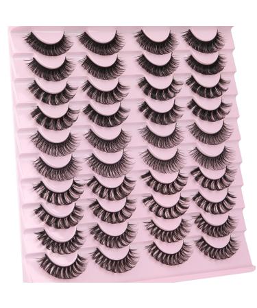 Russian Strip Lashes D Curl Faux Mink Eyelashes Natural Look Fluffy Volume Wispy False Lashes 20 Pairs Russian - 20 Pairs