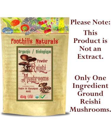 Foothills Naturals Organic Reishi Mushroom Powder for Energy Stress Relief and Overall Health - 454g / 1 Pound - Buy Online on GoSupps.com