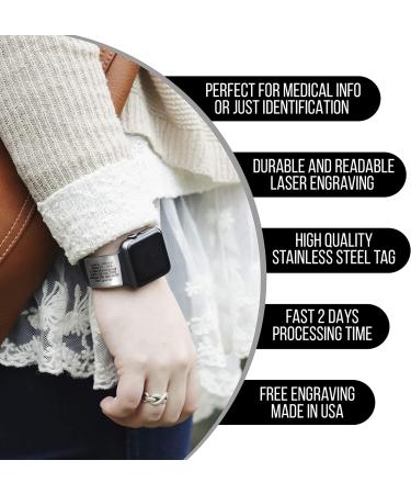 Laser Engraved Alert ID Tag for Apple Watch Band | Safety Plate for Fitness Runners & Sport Smartwatch | Medical ID Tag for Wrist Band - Buy Online on GoSupps.com