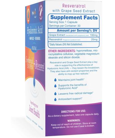 Hyalogic Synthovial Seven Hyaluronic Acid Liquid & Resveratrol Capsules - HA Joint Support - Vegan - 1 oz - Buy Online on GoSupps.com
