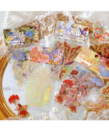Aromoty Fairy Gold foil Holographic Stickers Set(120 pieces with 4 Themes)-Resin Transparent Waterproof Stickers Butterfly Flower Vintage letter Planner Stickers for Scrapbook Junk Bullet Journals Laptop Water bottles De... - Buy Online on GoSupps.com