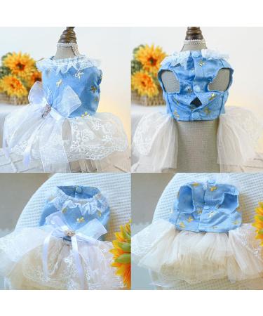 BT Bear XL Clear Dog Dress - Cute Puppy Rock Tutu for Small Dogs & Cats | Princess Lace Wedding Outfit (Hellblau) - Buy Online on GoSupps.com