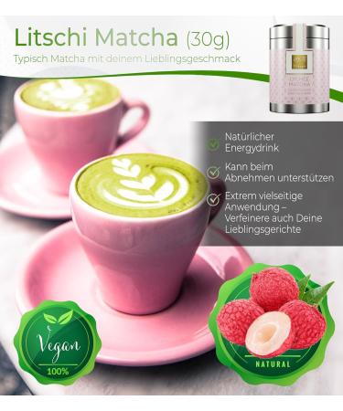 Tea Uniqo Litchi Matcha Powder - Premium Matcha Latte & Smoothie Ingredient - No Artificial Dyes - Perfect for Bubble Tea & Ice Cream - Buy Online on GoSupps.com