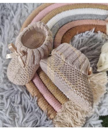 Royal Icon Soft Knitted Newborn Baby Booties with Bow | 0-3 Months | Coffee - Buy Online on GoSupps.com