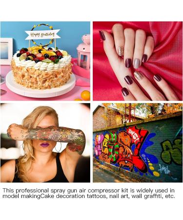 Portable Cordless Airbrush Kit for Makeup, Cake Decorating, Nail Art - Rechargeable Handheld Gun Set in Black | Ideal for Model Painting, Tattoos, and Manicures - Buy Online on GoSupps.com