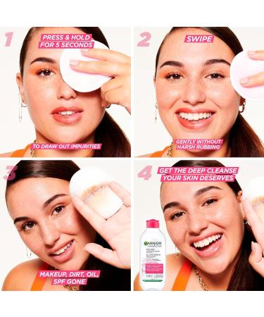Garnier Micellar Cleansing Water All-in-One Makeup Remover Cleanses and Soothes Skin Ideal for Face Eyes & Lips No Rinsing For Dry & Sensitive Skin 400ml - Buy Online on GoSupps.com