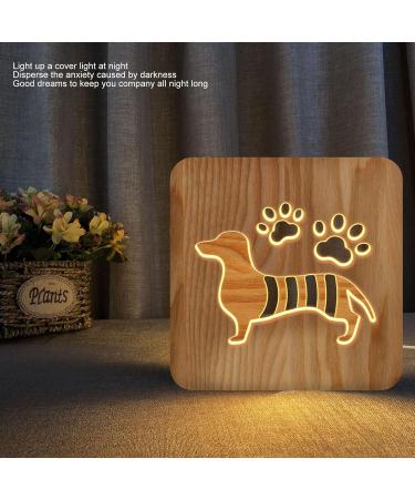 BAOFUYA Dog Shape 3D Wooden Lamp Wood Carving Lamp Dog Night Light 360 Degrees Irradiation Angle 3D Dog Wooden Lamp for Bedroom Living Room Study - Buy Online on GoSupps.com