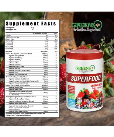 Greens+ Advanced Multi Raw Superfood Powder Organic Reds Superfood Powder Healthy Organic Blend for Morning Vitality Nutrition Vibrant Health Dietary Supplement Vitamins Minerals V - Buy Online on GoSupps.com