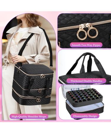 Nail Polish Organizer Case - Holds 84 Bottles & Nail Lamp | Large Manicure Storage Bag (Black) - Perfect for Nail Polish Kits - Buy Online on GoSupps.com