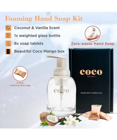 Coco Mango Foaming Hand Soap Dispenser with 8 Refill Tablets - Coconut Vanilla Scent, 250mL | Kitchen & Bathroom Hand Soap - Buy Online on GoSupps.com