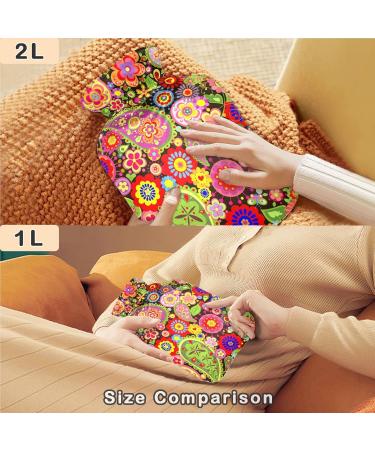 NAANLE Colorful Flower Hot Water Bottle with Cover - 2L for Back Pain Relief & Cold Therapy - Buy Online on GoSupps.com