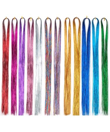 Hair Tinsel Hair Tinsel Kit with Tools Tinsel Hair Extensions 12 Colors 3200 Strands Glitter Hair Tinsel Heat Resistant 46 Inch Fairy Hair 12Colors-46Inch-3200Strands 12 Colors with kit - Buy Online on GoSupps.com