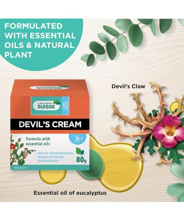 Laboratoire Suisse Devil s Cream Muscle and Joint Pain Relief - Devil s Claw & Essential Oils - 80g - Buy Online on GoSupps.com