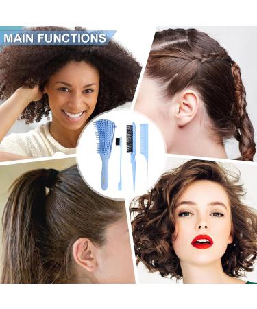Lorsex Hairbrush Set for Natural Hair | Deterred Brush for Afro 3A-4C | Wavy & Curly Hair Tools (3 Pieces Light Blue) - Buy Online on GoSupps.com