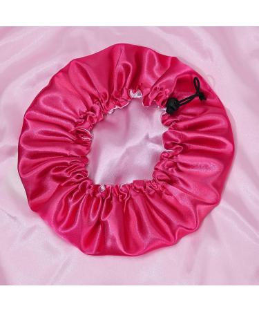Kids Silk Satin Bonnet - Adjustable Baby Sleep Cap for Curly Hair - Double Layer Reversible Night Hat in Rose Red - Buy Online on GoSupps.com