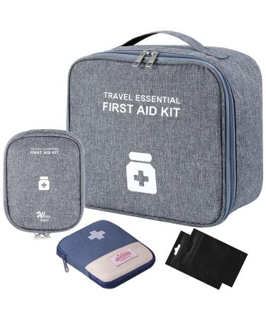5Stk medication bag medication bag travel pharmacy large capacity waterproof emergency pocket empty. First aid pocket medicine storage bag for home office travel (gray)