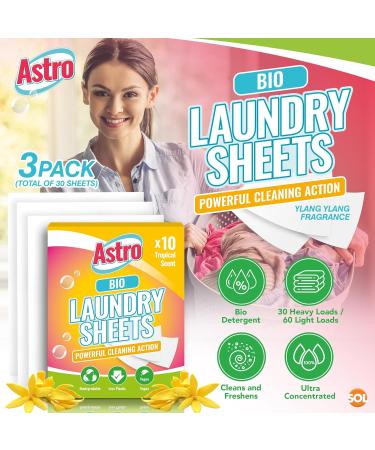 30pk Tropical Scent Bio Laundry Detergent Sheets - Travel Size UK (3x10pk) - Buy Online on GoSupps.com