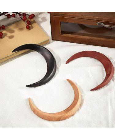 3 Pcs Moon Hair Fork & Hairpin Set | Hand Carved Wooden Moon Barrettes for Women | Lightweight Hair Styling Accessories in Red, Black, and Wood Color - Buy Online on GoSupps.com