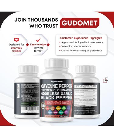 Cayenne Pepper Turmeric Odorless Garlic Cinnamon Fenugreek Citrus Bergamot Artichoke Blueberry Green Tea Black Pepper -150 Capsules 150 count (pack of 1) - Buy Online on GoSupps.com
