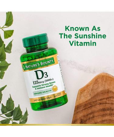 Nature's Bounty Vitamin D3 5000iu - 240 Softgels for Immune Support - Buy Online on GoSupps.com