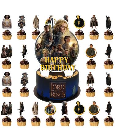 37PCS The Lord of the Rings Cake Decoration The Lord of the Rings Cake Toppers Themed Cake Decoration Lord of Rings Cake Topper Themed Birthday Party Supplies for Boy Girl Cake Decoration