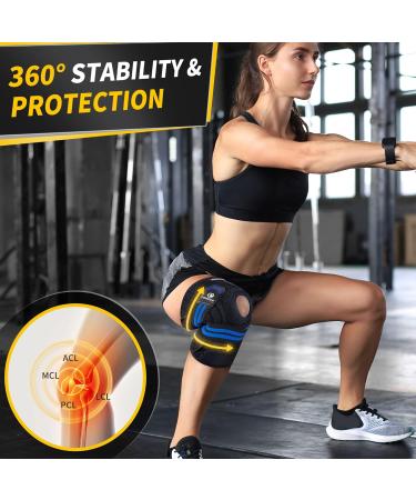 CAMBIVO Anti-Chafing Knee Brace with Side Stabilizers - Adjustable Compression Support for Meniscus Tear, ACL, MCL, Arthritis - Blue, Medium (1 Pack) - Buy Online on GoSupps.com