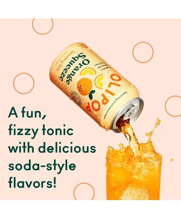 OLIPOP Orange Squeeze Sparkling Tonic - Prebiotic Healthy Soda for Digestive and Immune Health - Vitamin C, Plant Fiber, Caffeine Free, Low Calorie, Low Sugar - 12 oz, 12-Pack - Buy Online on GoSupps.com