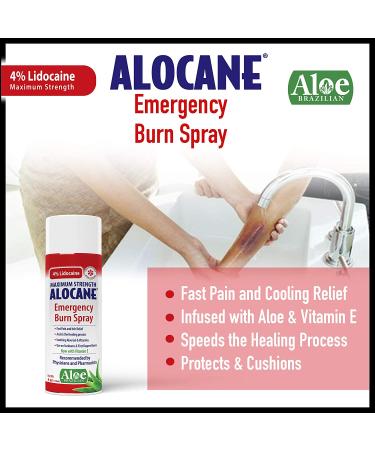 ALOCANE Emergency Burn Spray - 4% Lidocaine Max Strength for Fast Pain & Itch Relief - 4oz - Buy Online on GoSupps.com