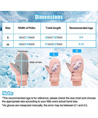 MoKo Toddler Ski Mittens - Insulated Waterproof Gloves for Girls Boys - Warm Fleece Winter Snow Mittens (S Size, Pink) - Buy Online on GoSupps.com