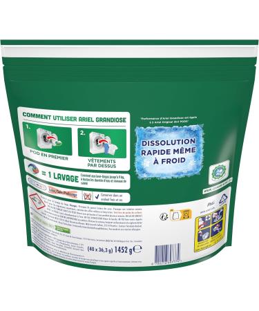 Ariel Grandiose PODS Liquid Detergent Capsules 40 Washes Original 2 x Stain and Odor Remover Action - Buy Online on GoSupps.com