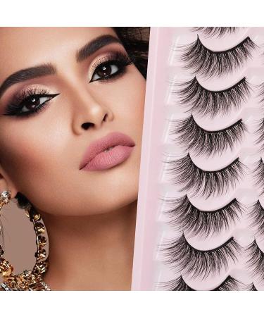 JIMIRE 3D Fluttery Cat Eye False Eyelashes - 16 Pairs Handmade Faux Mink Lashes for Natural Soft Look - Buy Online on GoSupps.com