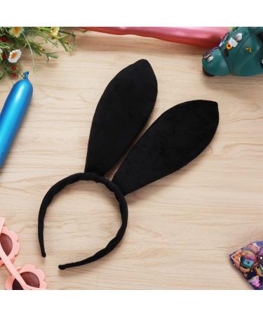 Sibba Bunny Ears Headband 1 PC Plush Costume Rabbit Hairband Christmas Cosplay Birthday Halloween Easter Party Favor Hair Styling Hearwear Play Headpiece Dress Up Decoration Women (Dark Style) Black Style