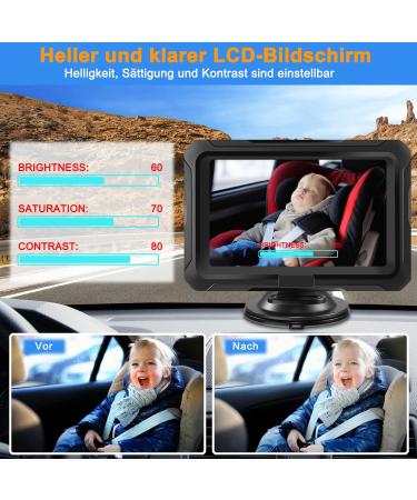 Toutbia 4.3 HD Baby Car Rear Seat Mirror Monitor - 1080p Night Vision 150 Wide-Angle Safe Rearview Camera for Infants - Buy Online on GoSupps.com