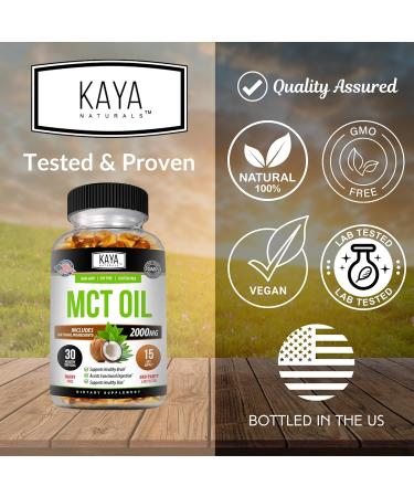 Kaya Naturals MCT Oil 2000mg - Non-GMO Soy-Free Gluten-Free - Brain Digestive & Skin Health - 30 Softgels 30 Count (Pack of 1) - Buy Online on GoSupps.com