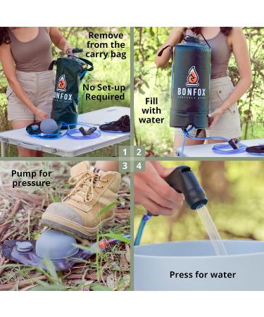 BONFOX Portable Camping Shower - 2.6Ga 10L with Carry Bag - Outdoor Solar Overland Road Shower - Black - Buy Online on GoSupps.com