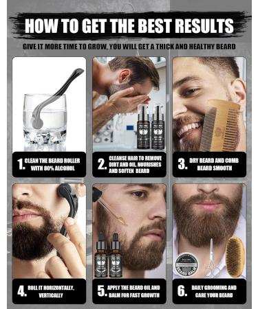 Beard Growth Kit with Roller, Oil, Brush & More - Christmas Gift for Men - Buy Online on GoSupps.com