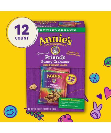 Annie's Organic Bunny Graham Snacks Chocolate Chip & Honey - 12 Packets (Pack of 4) - Buy Online on GoSupps.com