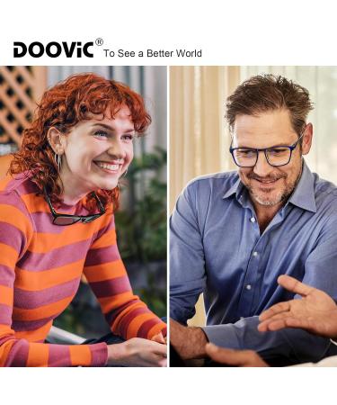 DOOViC Blue Light Filter Reading Glasses - Square Frame Large Lenses Prescription Strength 1216 - Stylish Black 2.0x Magnification for Eye Comfort - Buy Online on GoSupps.com