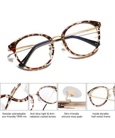 SOJOS Retro Round Blue Light Glasses for Women | SJ9001 Bright Leopard Frame - Buy Online on GoSupps.com
